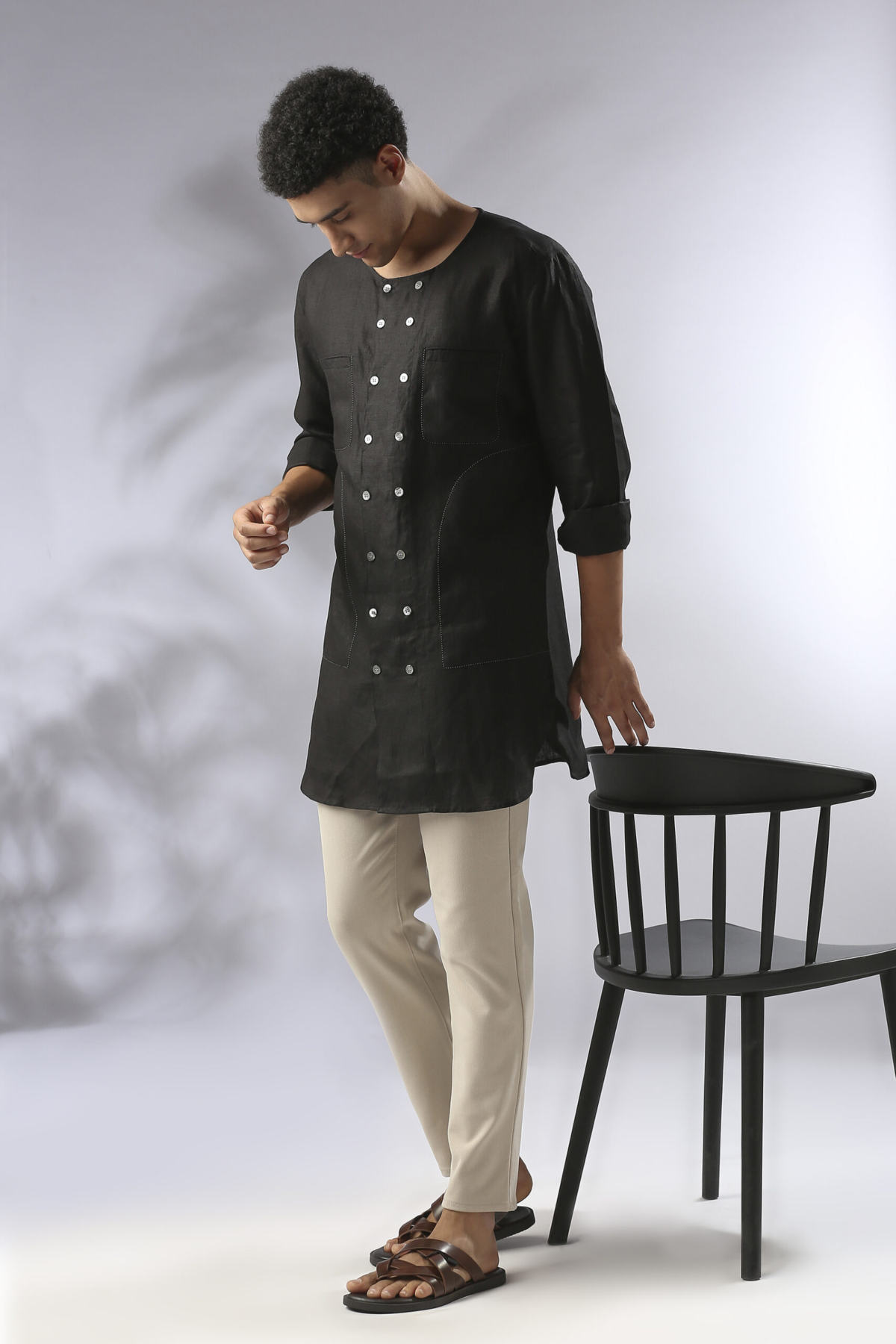 Ashoka Double Breasted Kurta, 100% Hemp