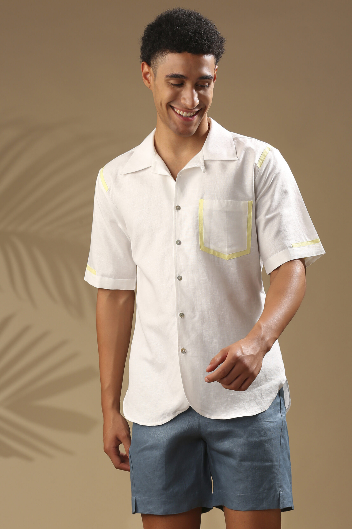 Palm Resort Collar Shirt, 100% Hemp
